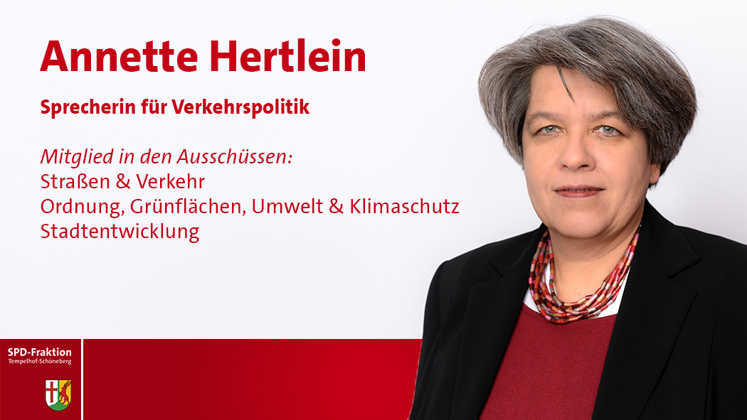 Annette Hertlein; Sprecherin für Verkehrspolitik; Mitglied in den Ausschüssen:; Straßen & Verkehr; Ordnung, Grünflächen, Umwelt & Klimaschutz Stadtentwicklung